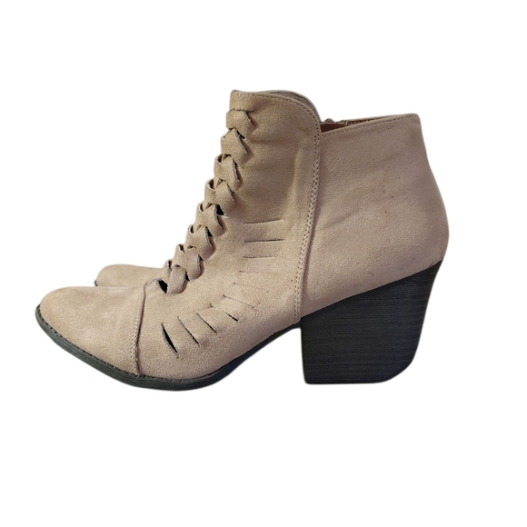 Coconut’s by Matisse Ally Woven Suede Ankle Boots Tan Booties Size 9 - Picture 5 of 11